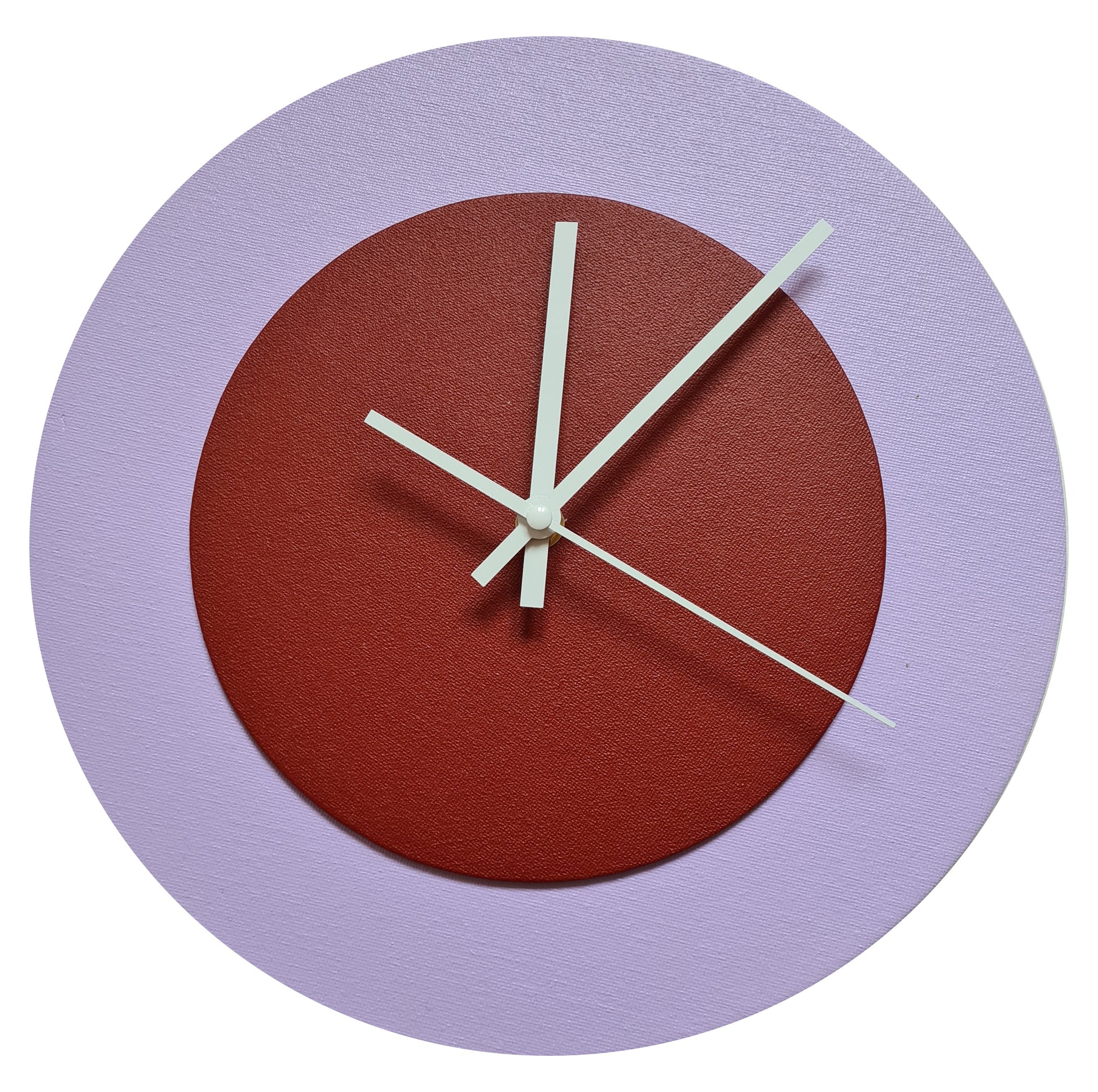 Pop Art Wanduhr Flieder  Dunkelrot mit  weißen Zeigern 30 cm rund
