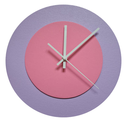 Pop Art Wanduhr Flieder  Rosafarben mit weißen Zeigern 30 cm rund
