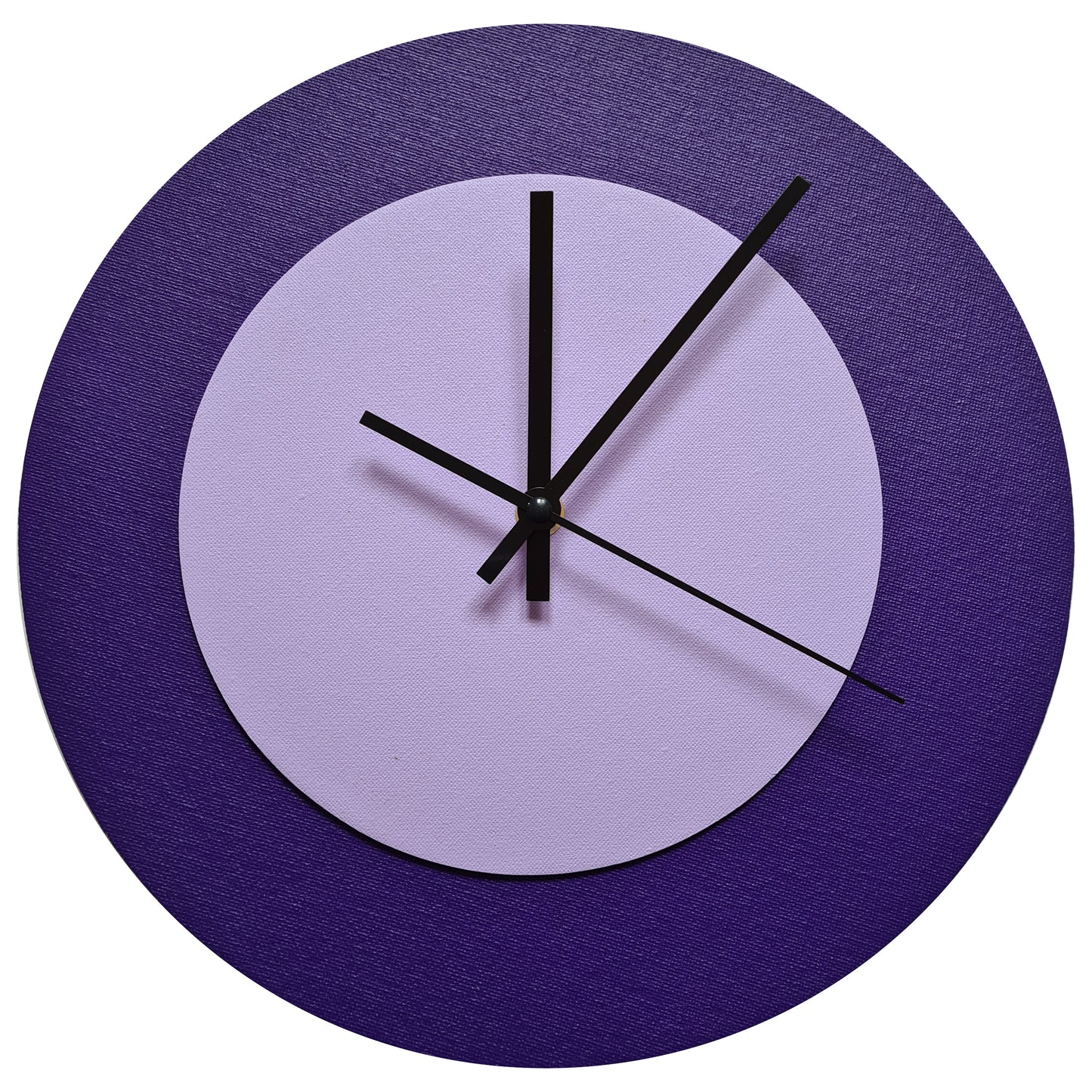 Pop Art Wanduhr Lila  Fliederfarben mit schwarzen Zeigern 30 cm rund
