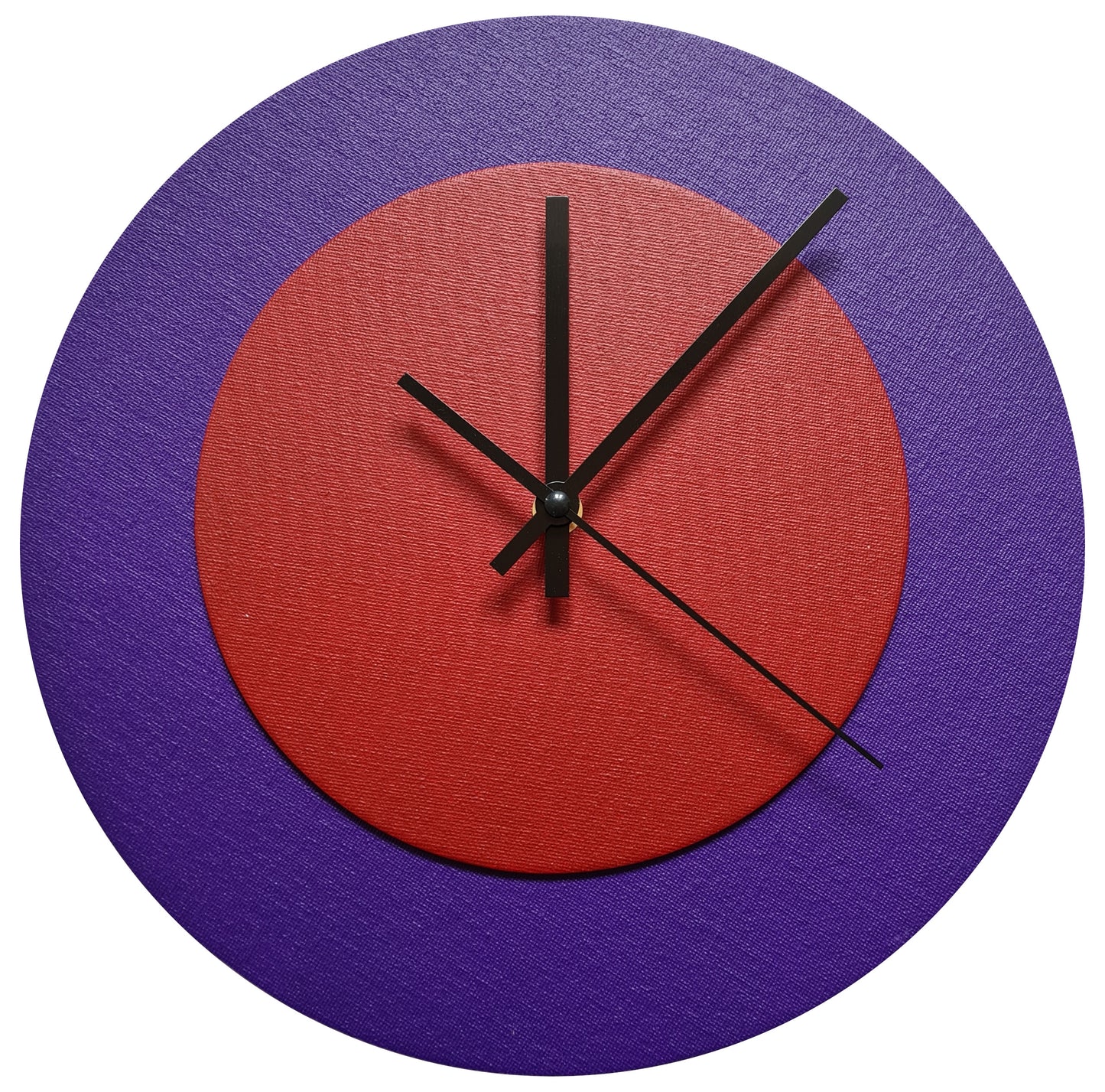 Pop Art Wanduhr Lila  Dunkelrot mit  schwarzen Zeigern 30 cm rund
