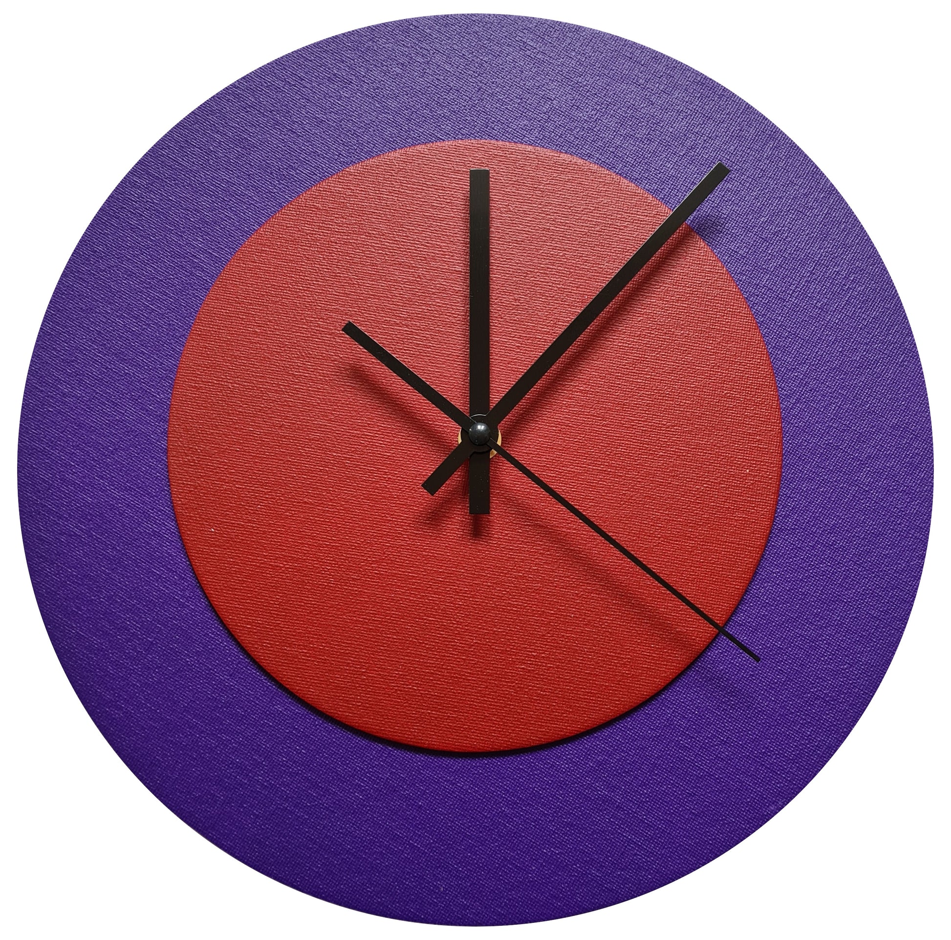 Pop Art Wanduhr Lila  Dunkelrot mit  schwarzen Zeigern 30 cm rund
