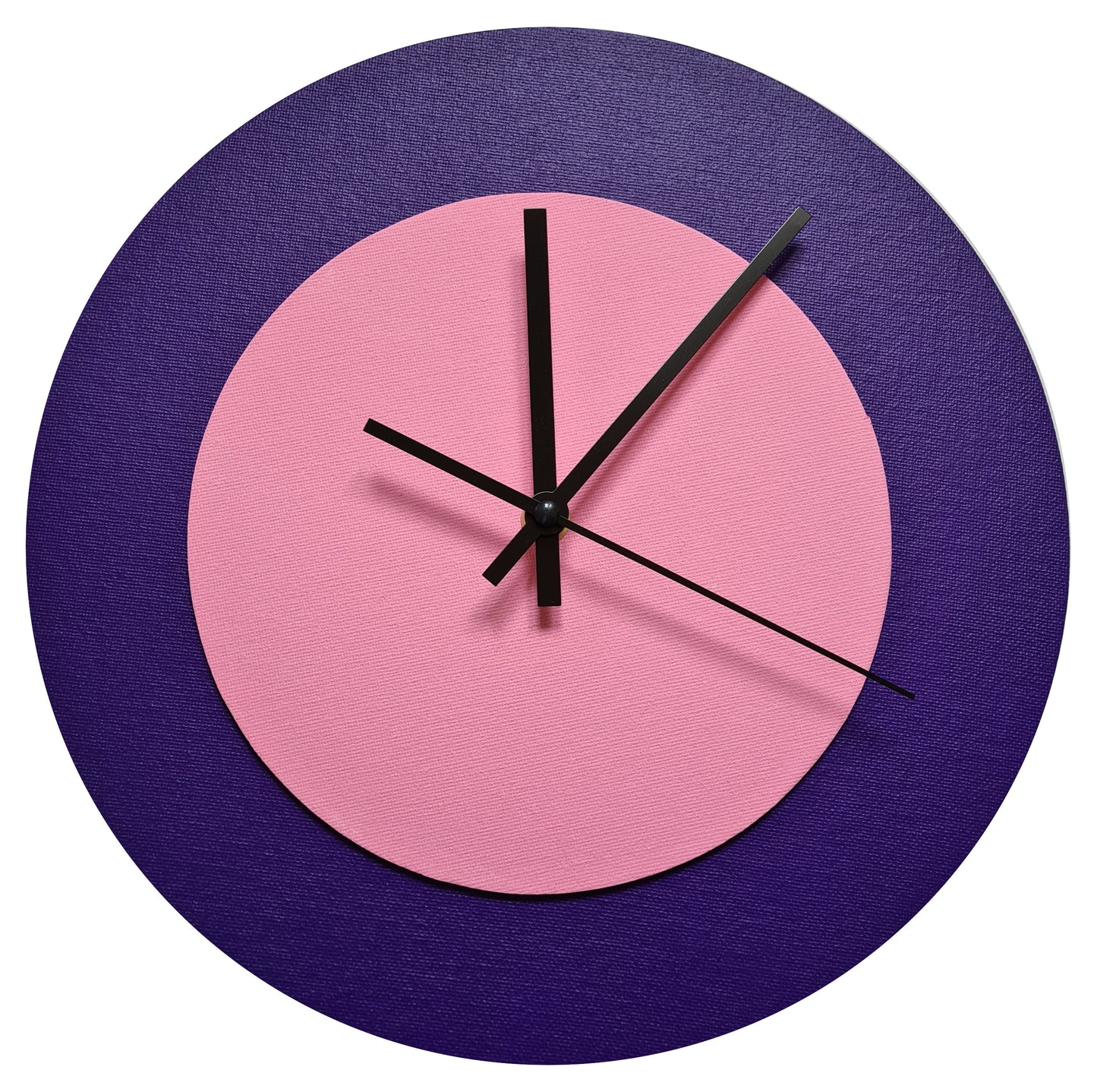 Pop Art Wanduhr Lila  Rosafarben mit schwarzen Zeigern 30 cm rund
