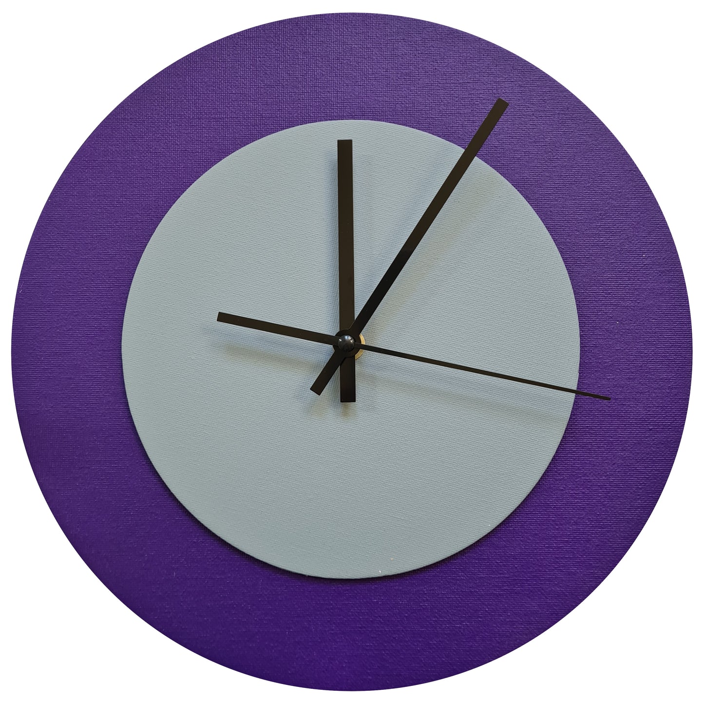Pop Art Wanduhr Lila  Grau mit schwarzen Zeigern 30 cm rund
