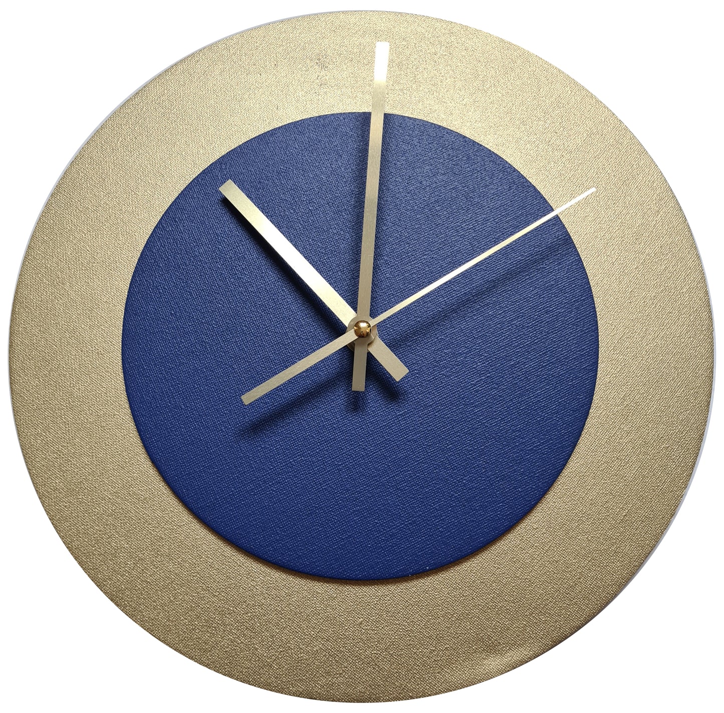 Pop Art Wanduhr Gold  Dunkelblau mit goldenen Zeigern 30 cm rund
