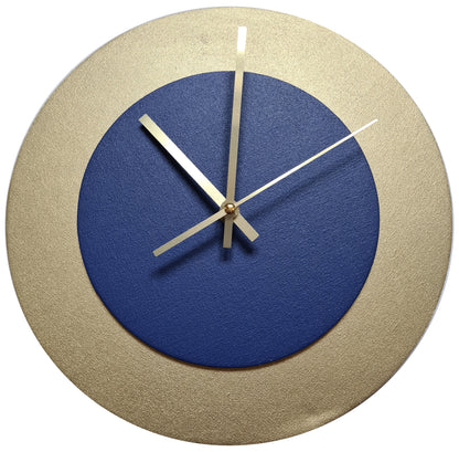 Pop Art Wanduhr Gold  Dunkelblau mit goldenen Zeigern 30 cm rund